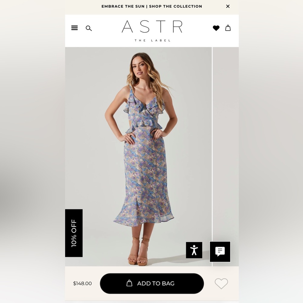 Selling ASTR wildflower ruffle midi dress. Great for summer weddings! Like new